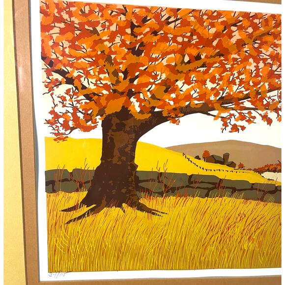 Autumn Landscape Lithograph Framed Artwork - Picture 4 of 9